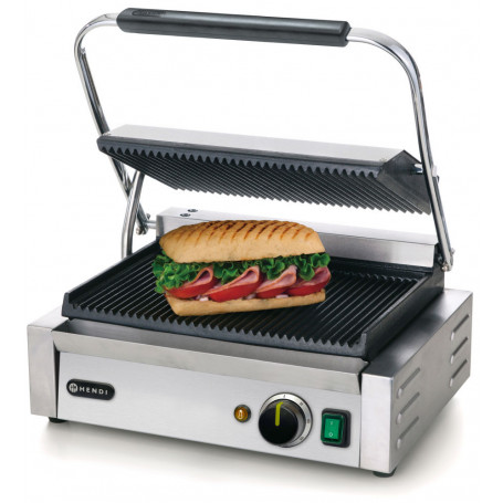 Grill panini professionnel dessous et dessus rainurés 340mm 2200 W - HENDI