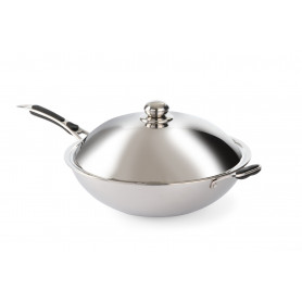 Wok en inox avec couvercle induction - HENDI