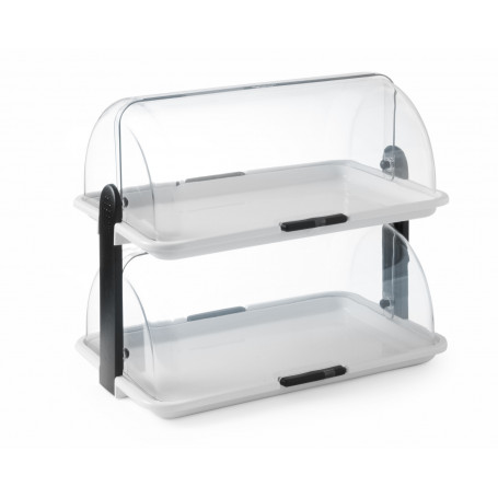 Vitrine neutre à couvercle coulissant 2 niveaux