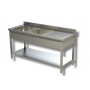 Plonge inox 1800 mm, 2 bacs, égouttoir à droite et étagère - RISTOPRO DSLG2VGD187