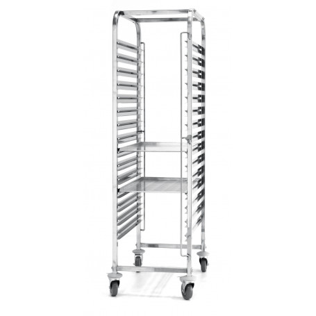 Chariot porte-plateaux  600x400 mm - 15 niveaux en inox