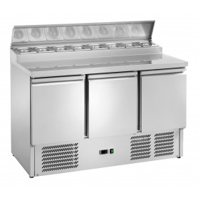 Saladette réfrigérée  positive inox 3 portes pour bacs - Statique