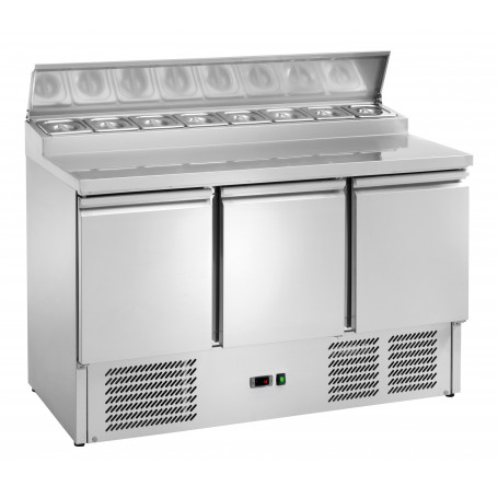 Saladette réfrigérée inox 3 portes, 8x GN1/6 - FORCOLD PS300-FC