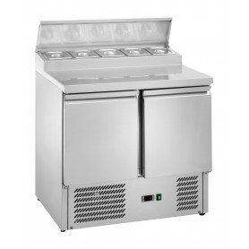 Saladette réfrigérée  positive inox 2 portes pour bacs - Statique