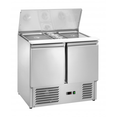 Saladette réfrigérée  positive inox 2 portes - Couvercle téléscopique