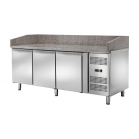Table pizza réfrigérée 3 portes 600X400MM - Dessus granite - Froid ventilé