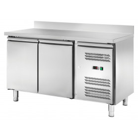 Table réfrigérée positive inox 2 portes avec dosseret, profondeur 800 mm, Froid ventilé - FORCOLD PA2200TN-FC