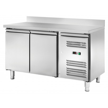 Table réfrigérée positive inox 2 portes avec dosseret, profondeur 800 mm, Froid ventilé - FORCOLD PA2200TN-FC