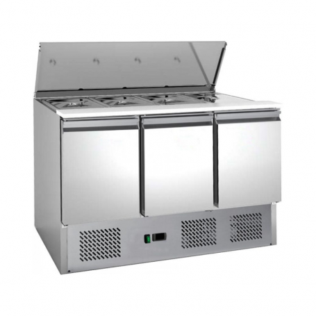 Saladette réfrigérée inox 3 portes, couvercle télescopique - FORCOLD S903-FC