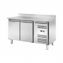 Table réfrigérée positive inox 2 portes avec dosseret, profondeur 700, Froid ventilé - FORCOLD GN2200TN-FC