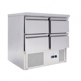 Table réfrigérée  positive inox 4 tiroirs, statique - FORCOLD S9014D-FC