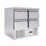 Table réfrigérée  positive inox 4 tiroirs, statique - FORCOLD S9014D-FC