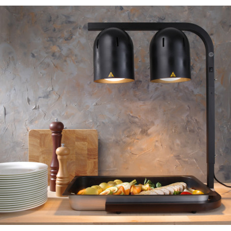 Portique chauffe-plat noir avec 2 lampes infrarouges - HENDI