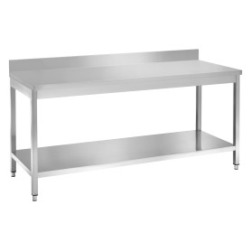 Table inox avec dosseret et étagère L1800xP700xH850 mm - RISTOPRO DSTGE187A