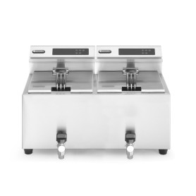 Friteuse numérique 2 X 8 L avec robinet de vidange