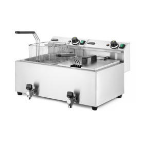 Friteuse électrique professionnelle 2X8L avec robinet de vidange - 7000W - HENDI