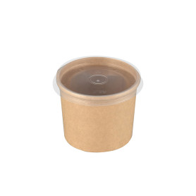 Pot à soupe en carton Kraft avec couvercle  en PP 380ml - 50pcs