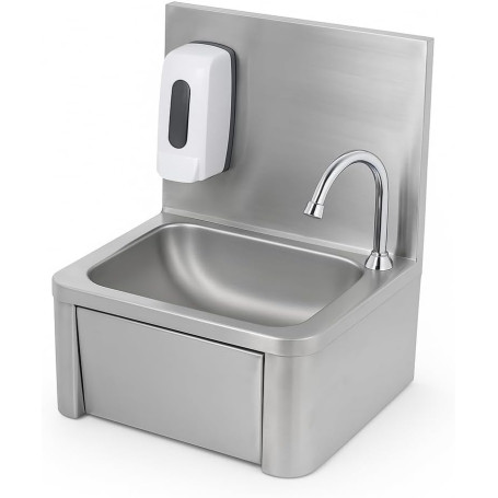 Lave-mains mural inox avec dosseret, robinet et distributeur de savon Idéal cuisine pro, restaurant, collectivité – Arredochef