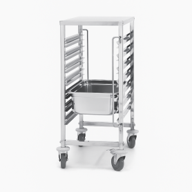 Chariot gastronorme GN 1/1 – Échelle porte plateaux inox 7 niveaux avec roulettes freinées pour cuisine pro - Arredochef