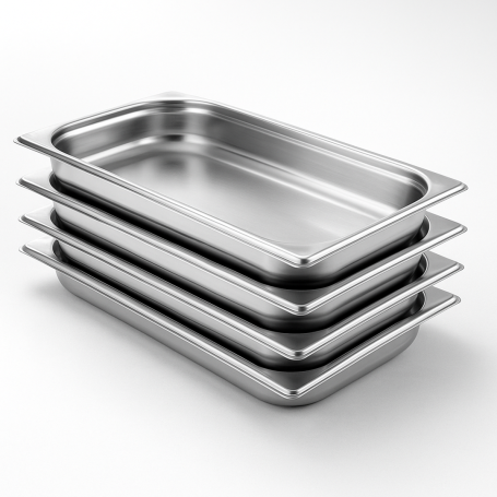 Lot de 4 Bacs Gastro GN 1/1 Inox Profondeur 65 mm - Arredochef