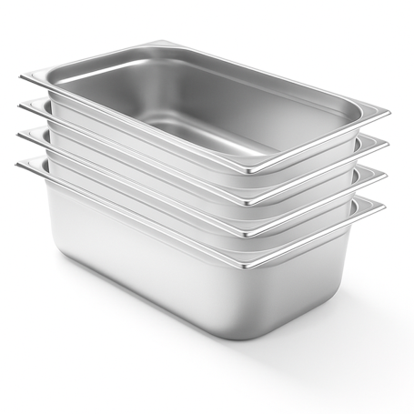 Lot de 4 Bacs Gastro GN 1/1 Inox Profondeur 100 mm - Arredochef