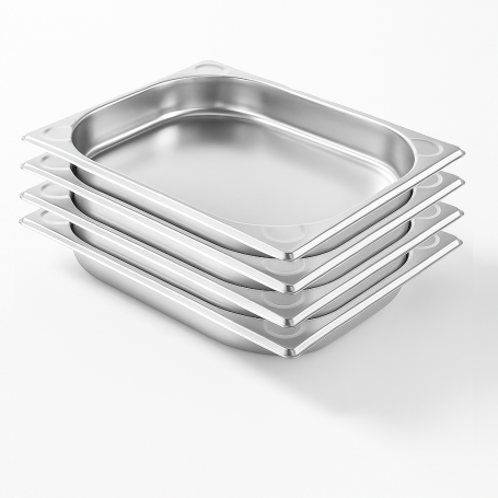 Lot de 4 Bacs Gastro GN 1/2 Inox Profondeur 40 mm - Arredochef