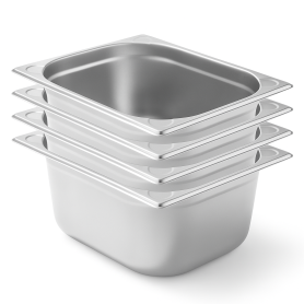 Lot de 4 Bacs Gastro GN 1/2 Inox Profondeur 200 mm - Arredochef