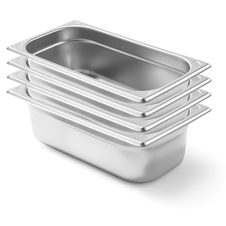 Lot de 4 Bacs Gastro GN 1/3 Inox Profondeur 100 mm - Arredochef