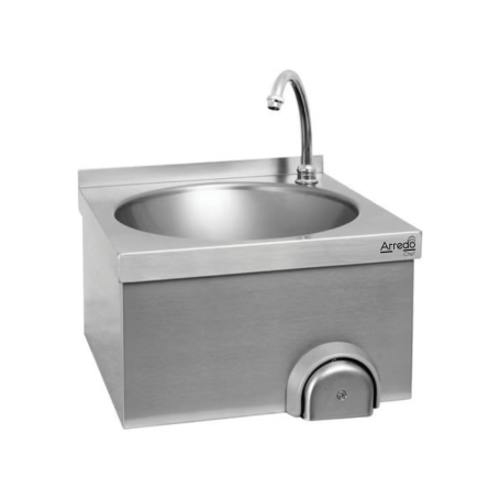 Lave-mains mural inox avec dosseret, robinet et distributeur de savon Idéal cuisine pro, restaurant, collectivité – Arredochef