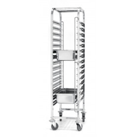Chariot porte plateaux et bacs GN 1/1 - 15 niveaux en inox