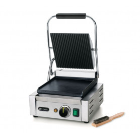 Grill panini professionnel dessous lisse, dessus rainuré 220mm 1800 W